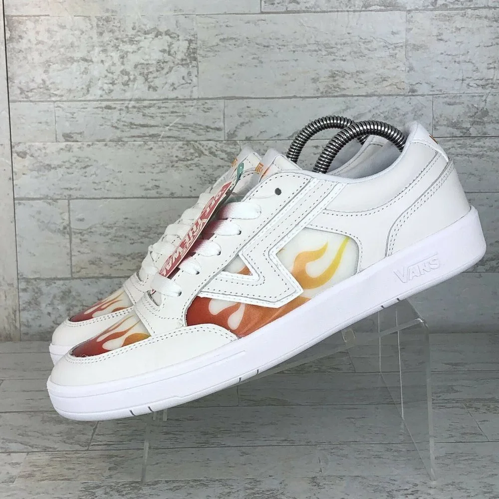 VANS Lowland Cc True White Flame Sneakers Skate‎ Shoes Mens Size 9.5- Women's 11